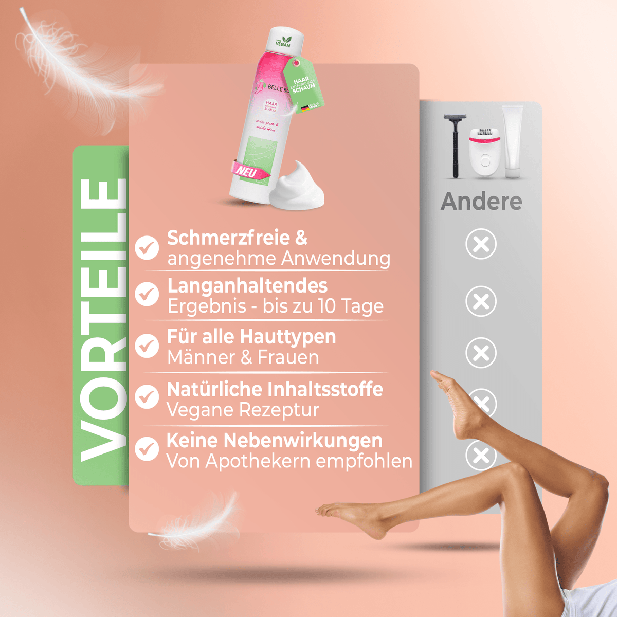 Belle Body Hair Removal Foam for Women's Beard